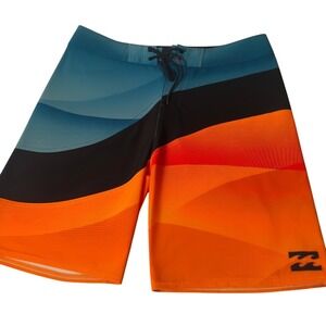 Billabong Board Shorts Mens 32 Orange Blue Platinum X Performance Trunks